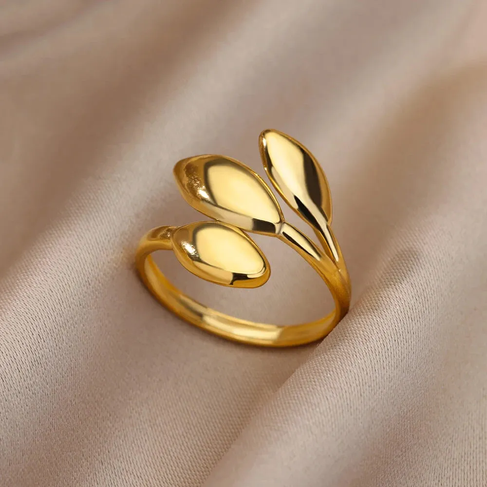 Stainless Steel Rings For Women Men Gold Color Open Gothic Geometric Ring Female Male Fashion Engagement Wedding Party Jewelry