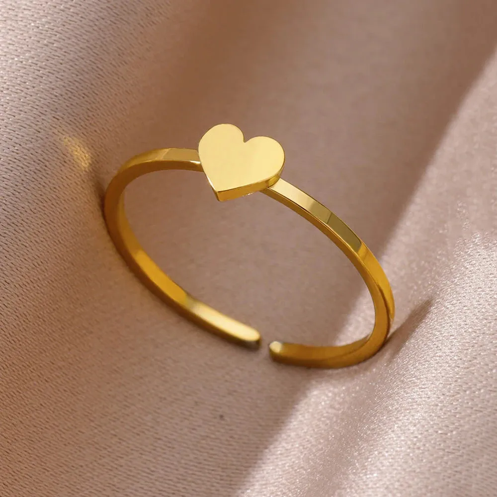 Stainless Steel Rings For Women Men Gold Color Open Gothic Geometric Ring Female Male Fashion Engagement Wedding Party Jewelry