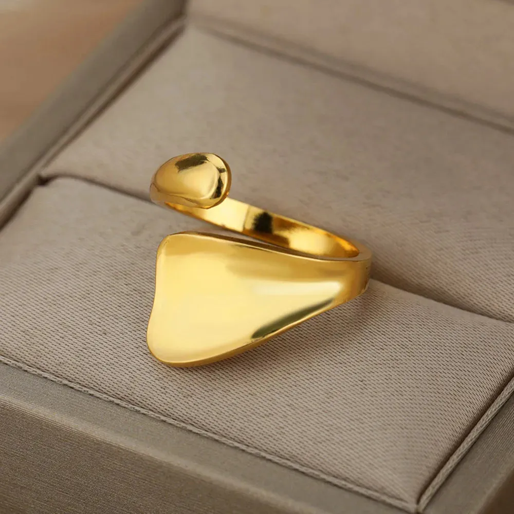 Stainless Steel Rings For Women Men Gold Color Open Gothic Geometric Ring Female Male Fashion Engagement Wedding Party Jewelry