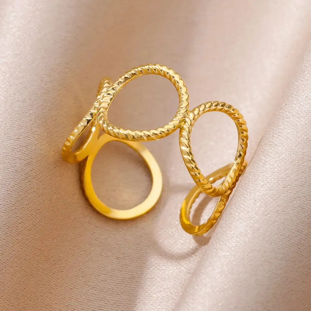 Stainless Steel Rings For Women Men Gold Color Open Gothic Geometric Ring Female Male Fashion Engagement Wedding Party Jewelry