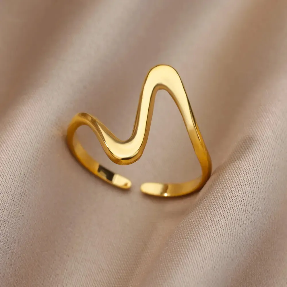 Stainless Steel Rings For Women Men Gold Color Open Gothic Geometric Ring Female Male Fashion Engagement Wedding Party Jewelry