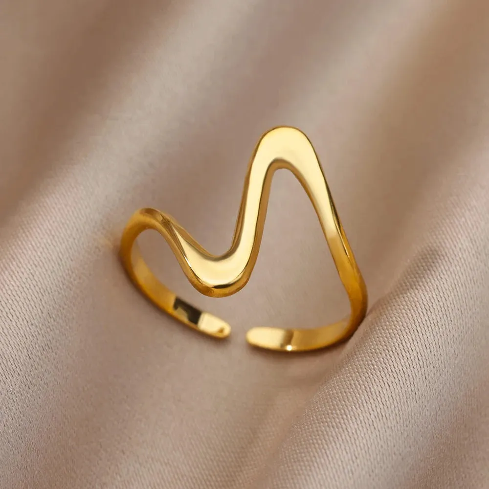 Stainless Steel Rings For Women Men Gold Color Open Gothic Geometric Ring Female Male Fashion Engagement Wedding Party Jewelry