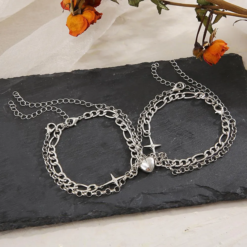 Star Heart Couple Magnet Bracelets