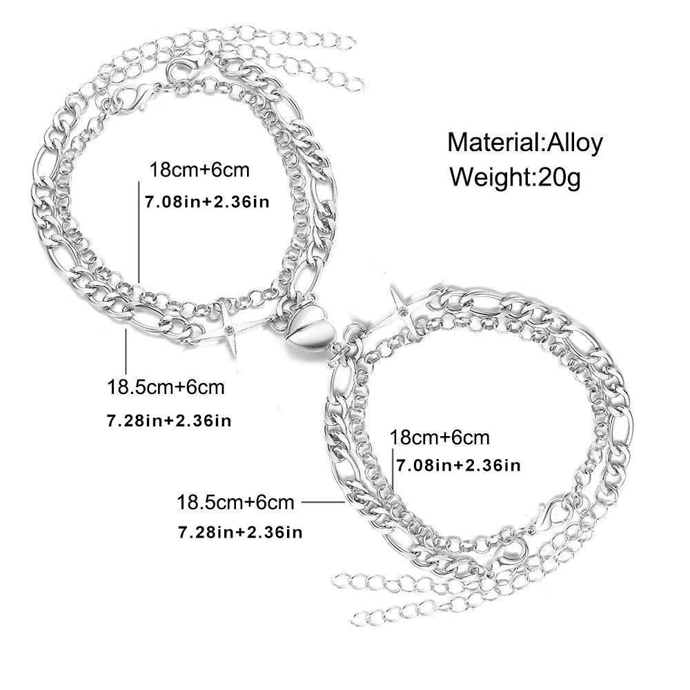 Star Heart Couple Magnet Bracelets