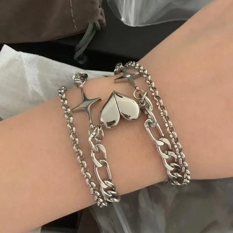 Star Heart Couple Magnet Bracelets
