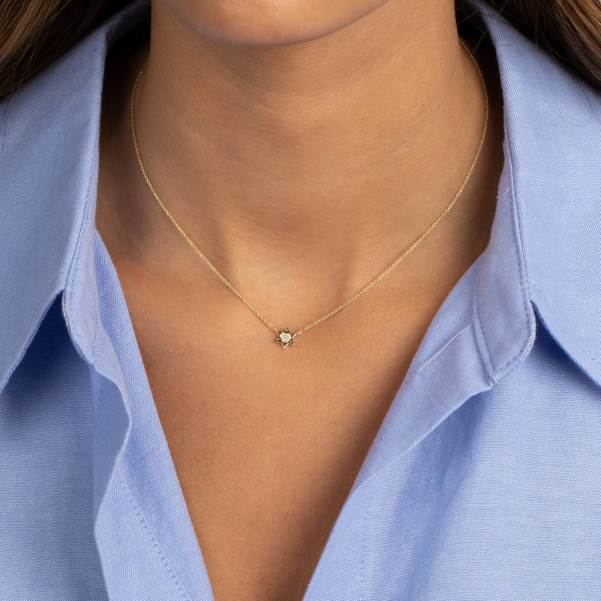 Star of David Necklace 14K