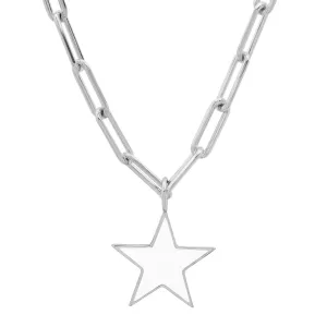 STAR PAPERCLIP CHAIN WHITE ENAMEL SILVER