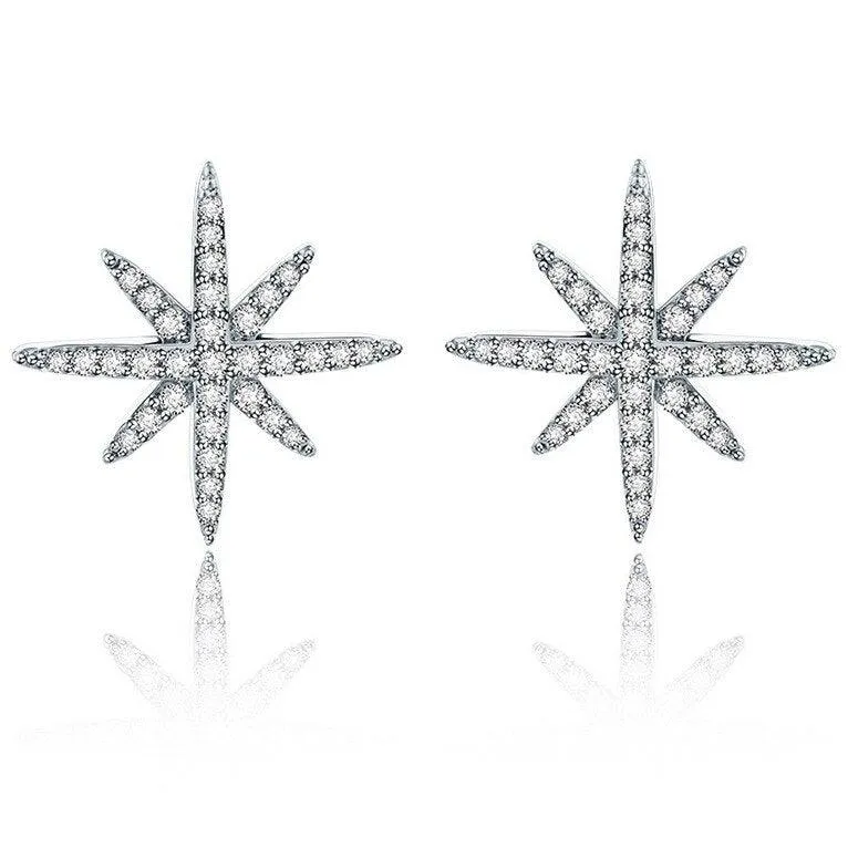 Star Stud Earrings Cubic Zirconia