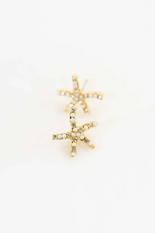 Starfish Stone and Pearl Earrings