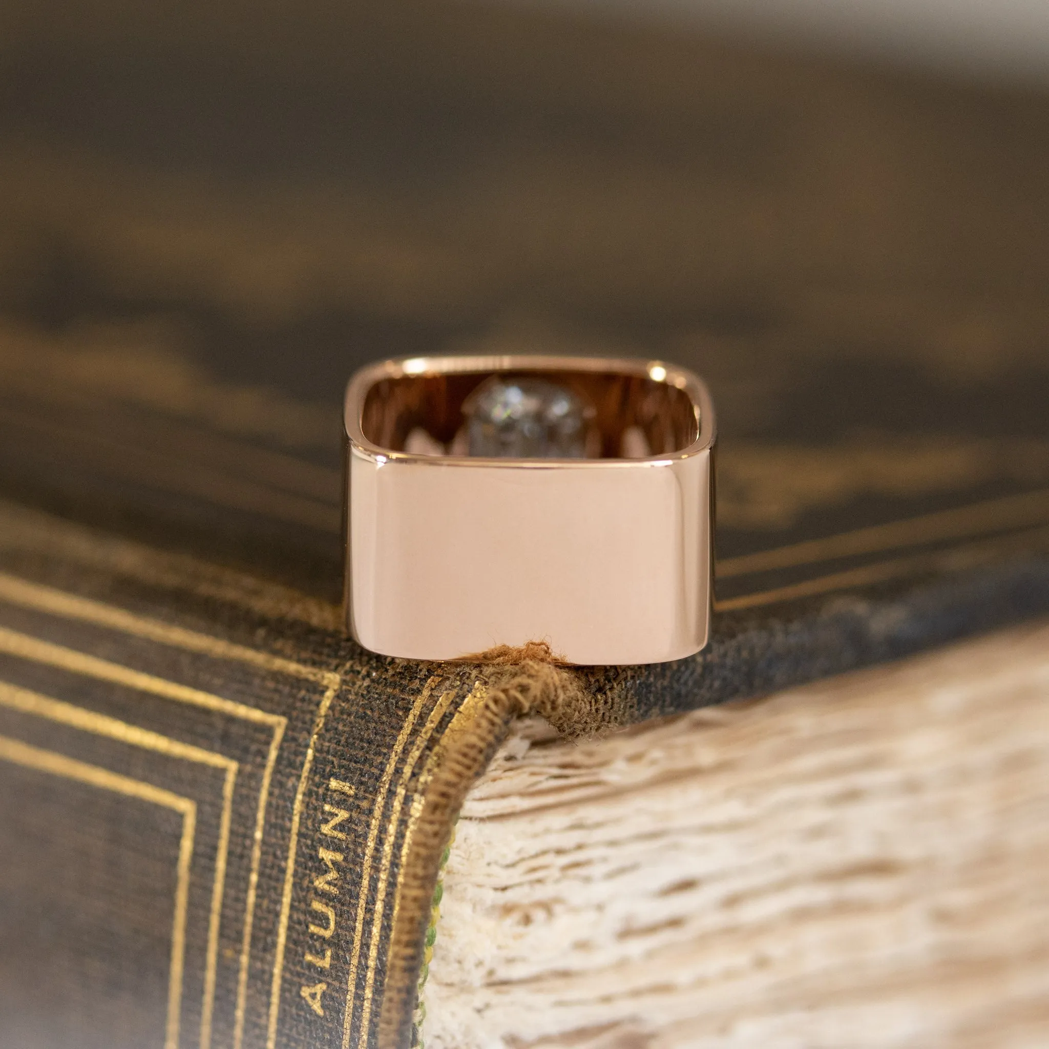 Step Cut Mosaic Geometric Band, Rose Gold