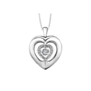 Sterling Silver (0.03ct) Dancing Diamond Heart Pendant