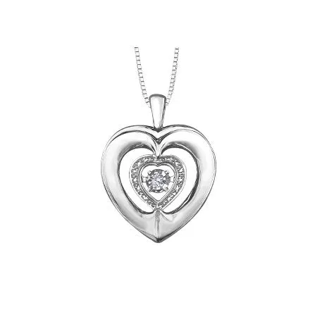 Sterling Silver (0.03ct) Dancing Diamond Heart Pendant