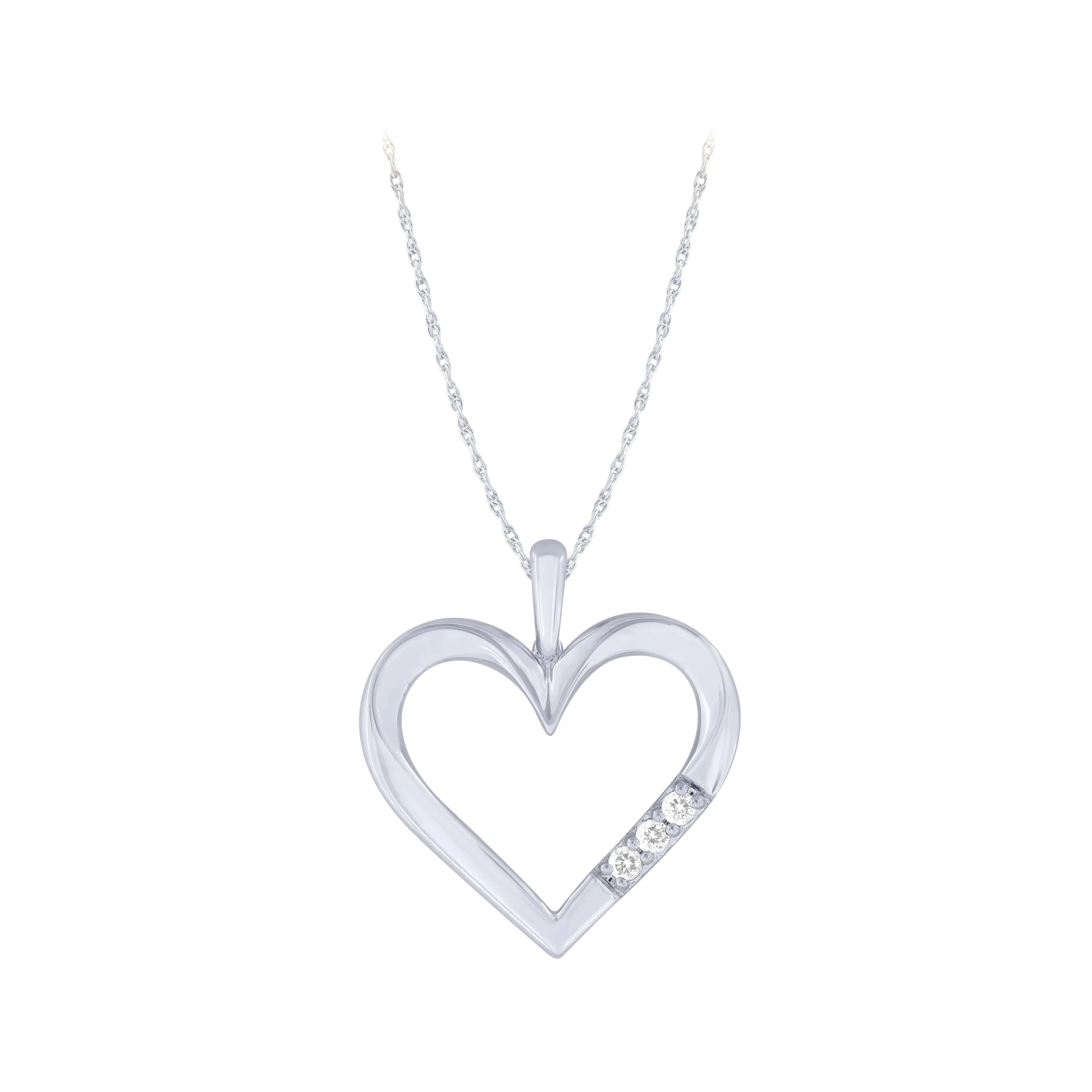Sterling Silver 0.04Ctw Diamond Heart Pendant