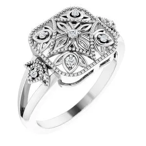 Sterling Silver .05 CTW Diamond Ring Size 8