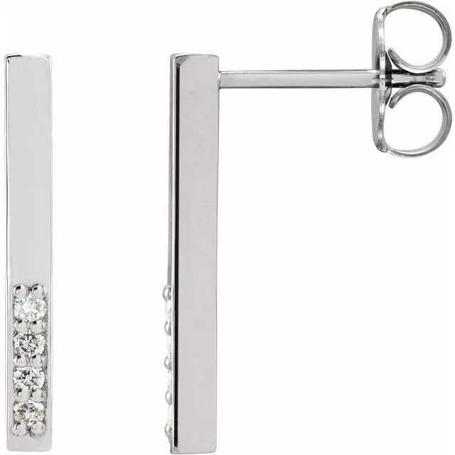 Sterling Silver .07 CTW Diamond Geometric Dangle Earrings