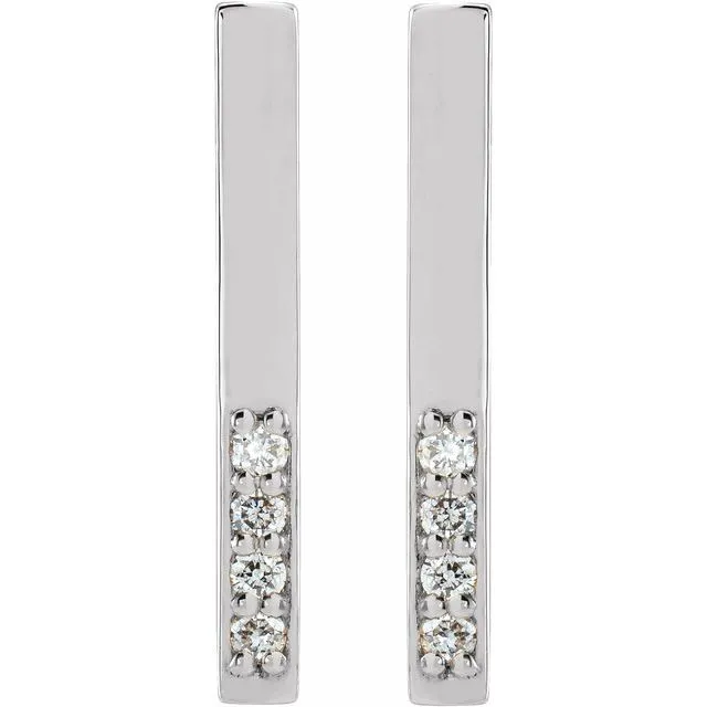 Sterling Silver .07 CTW Diamond Geometric Dangle Earrings