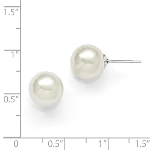 Sterling Silver (10-11mm) Shell Pearl Stud Earrings