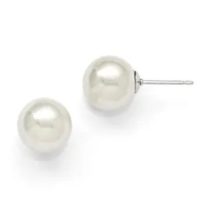 Sterling Silver (10-11mm) Shell Pearl Stud Earrings