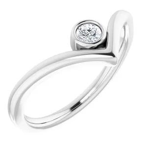 Sterling Silver 1/10 CTW Diamond Solitaire Bezel-Set "V" Ring