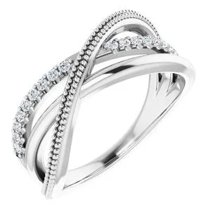 Sterling Silver 1/5 CTW Diamond Criss-Cross Ring