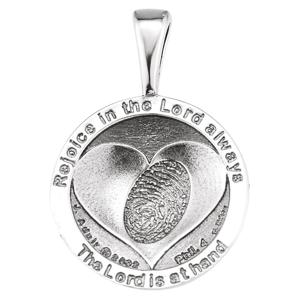 Sterling Silver 27.6x19.1mm Heart print Storm Pendant