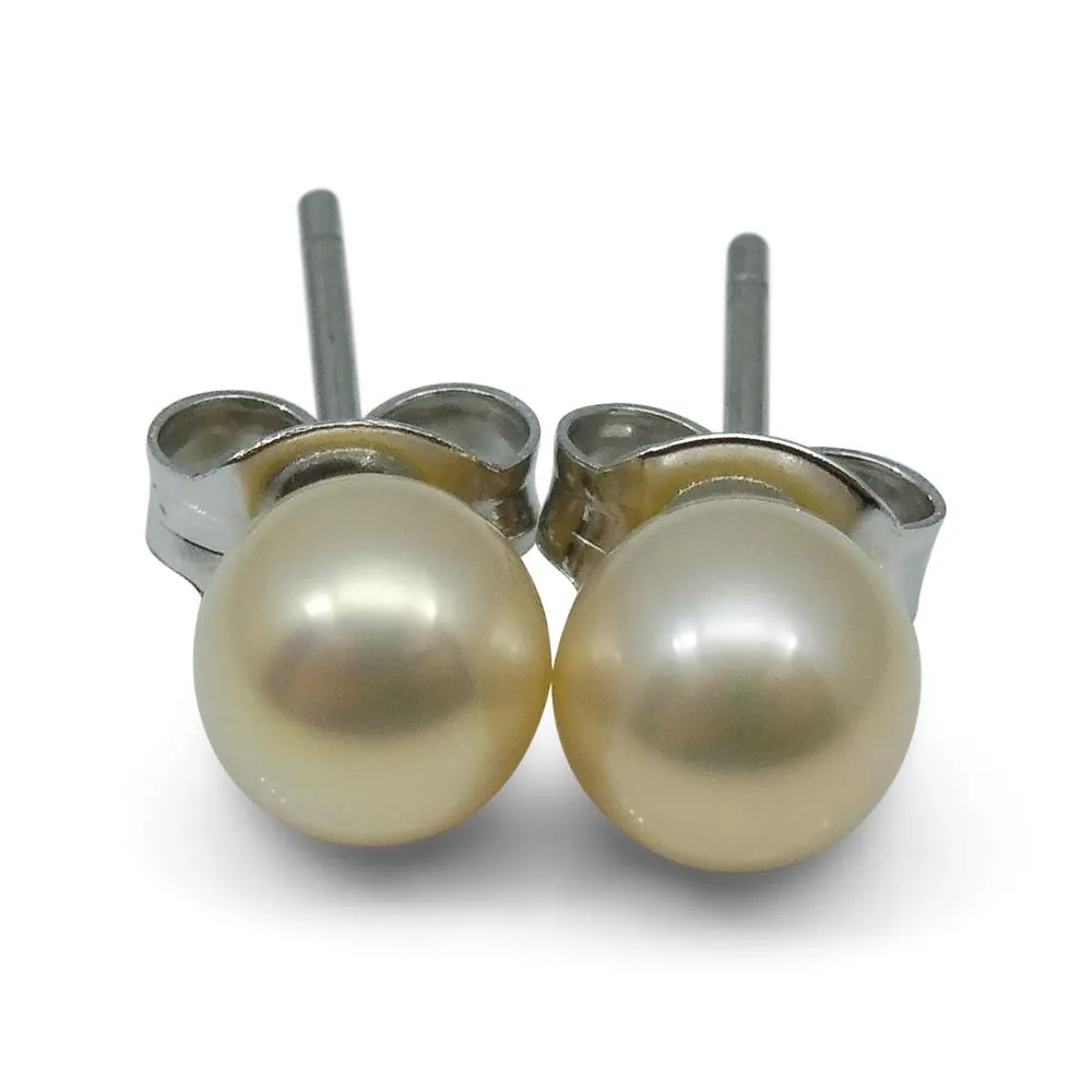 Sterling Silver 5mm Pair Natural Baby Pink Pearl Stud Earrings