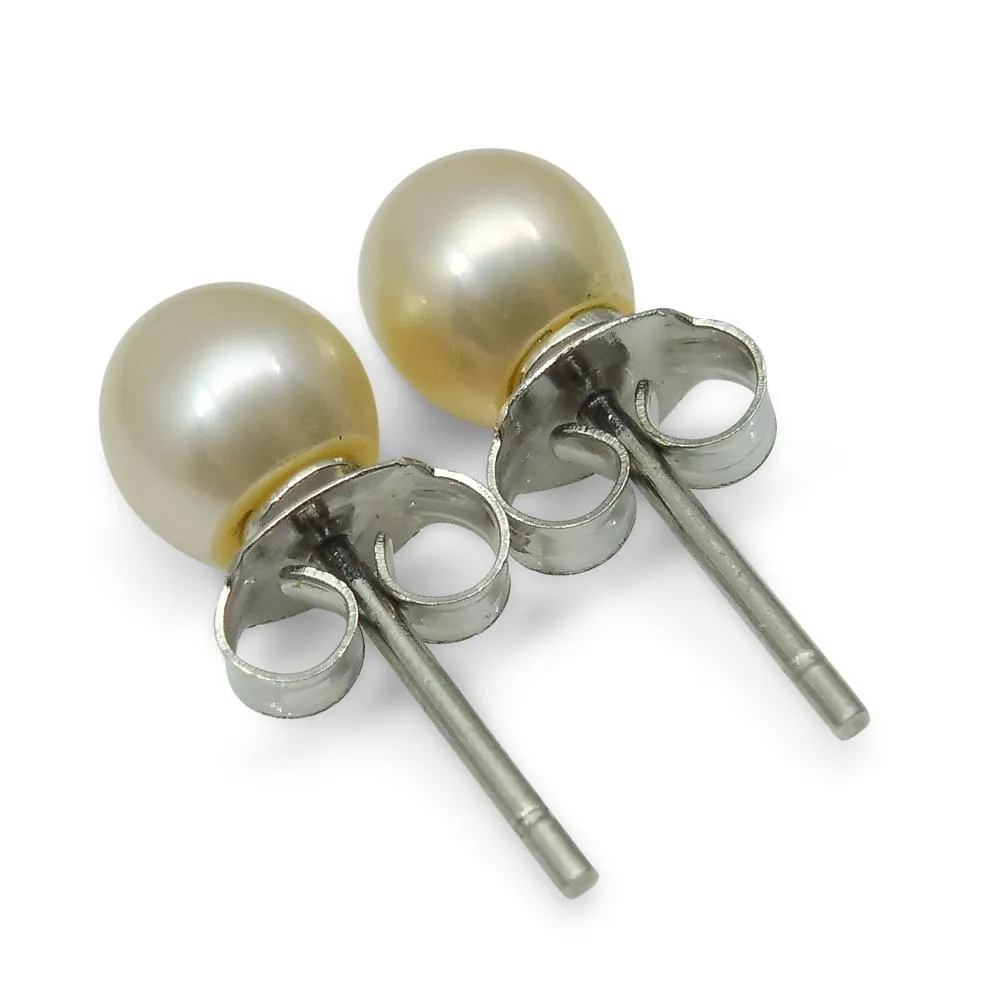 Sterling Silver 5mm Pair Natural Baby Pink Pearl Stud Earrings