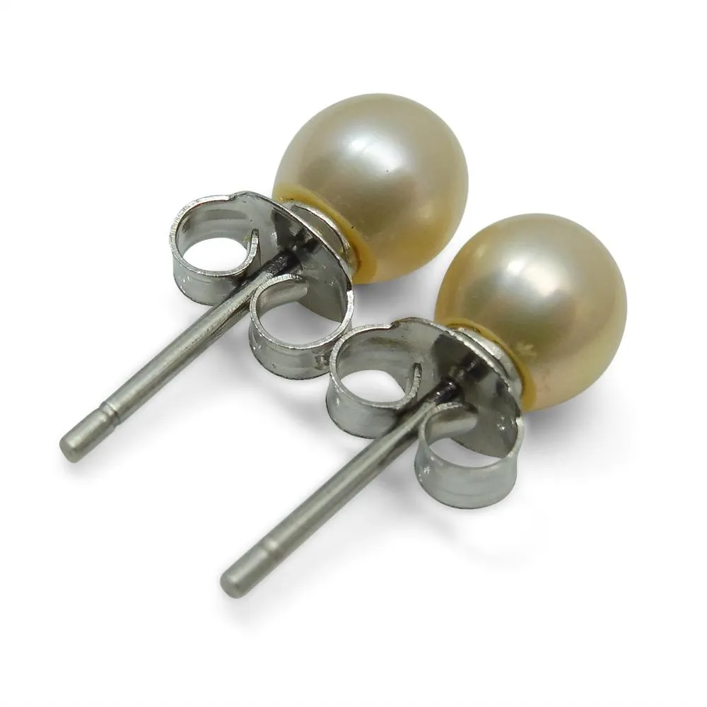 Sterling Silver 5mm Pair Natural Baby Pink Pearl Stud Earrings