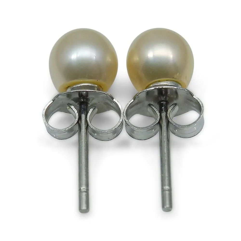 Sterling Silver 5mm Pair Natural Baby Pink Pearl Stud Earrings