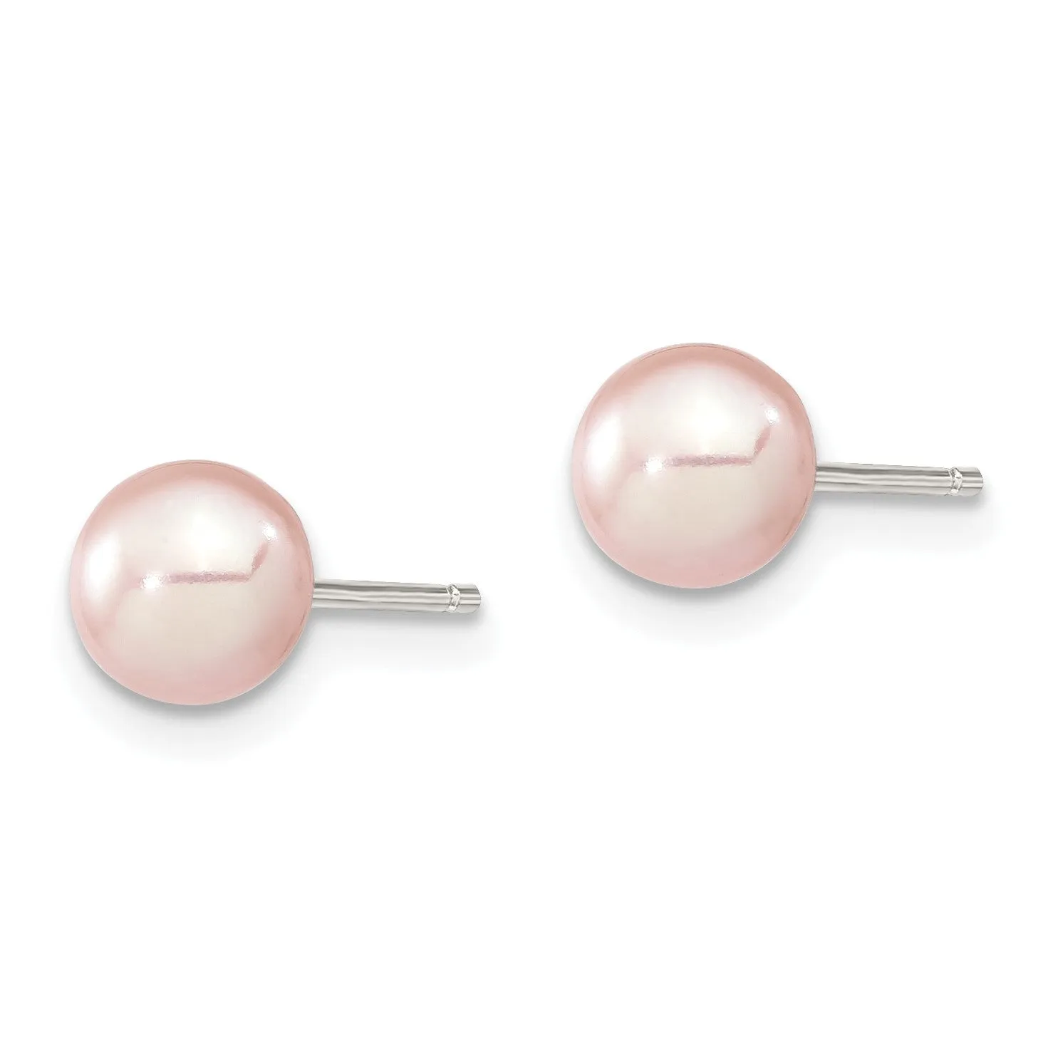 Sterling Silver 6X7MM Pearl Stud Earrings