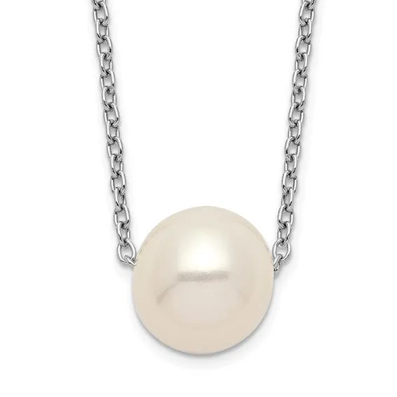 Sterling Silver 9-10mm White Pearl Necklace