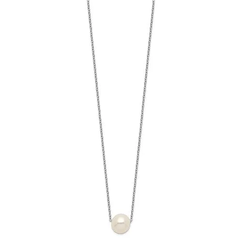 Sterling Silver 9-10mm White Pearl Necklace