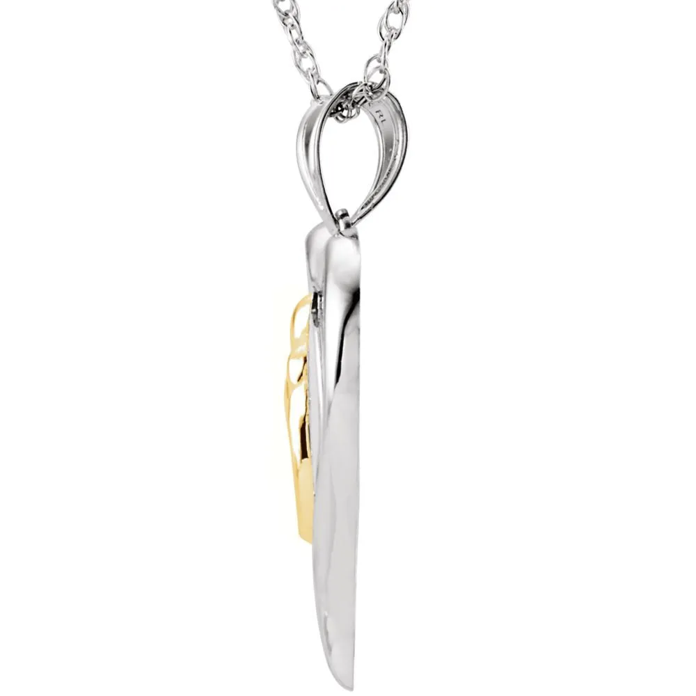 Sterling Silver & 10k Yellow Gold Mother & Child® Heart Pendant