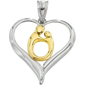 Sterling Silver & 10k Yellow Gold Mother & Child® Heart Pendant