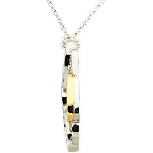 Sterling Silver & 14k Yellow Gold Two Tone Heart Pendant