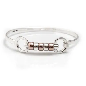 Sterling Silver & 18ct Rose Gold Plate Cherry Roller Snaffle Bangle