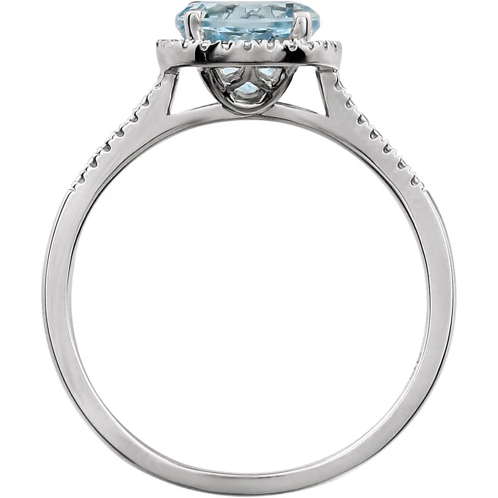 Sterling Silver Aquamarine & .01 CTW Diamond Ring