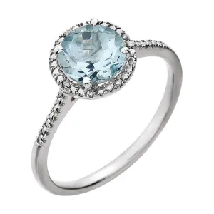 Sterling Silver Aquamarine & .01 CTW Diamond Ring