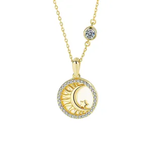 Sterling Silver Coin Necklace Filled Sun Moon Star Pendant Necklace