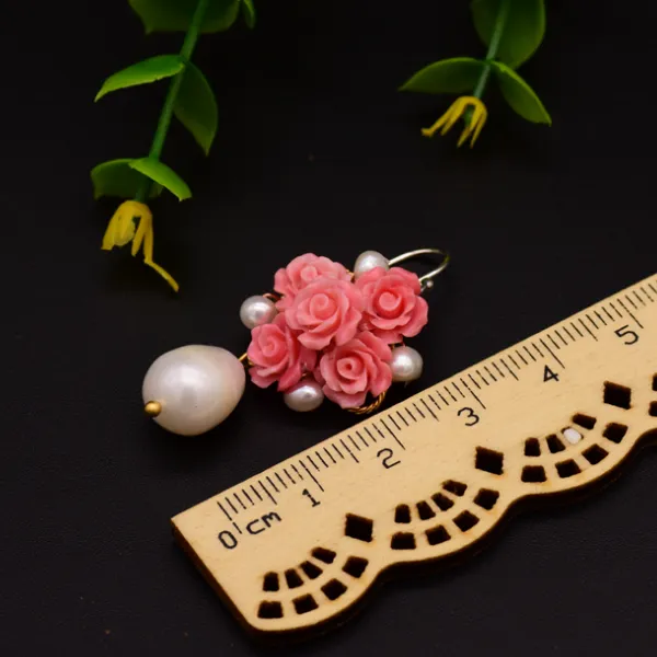 Sterling Silver Coral Pearl Studs