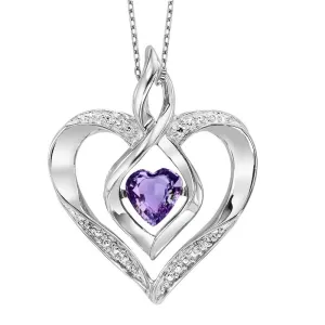Sterling Silver Created Amethyst Heart Shaped Necklace