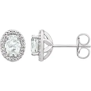 Sterling Silver Created White Sapphire & .025 CTW Diamond Earrings