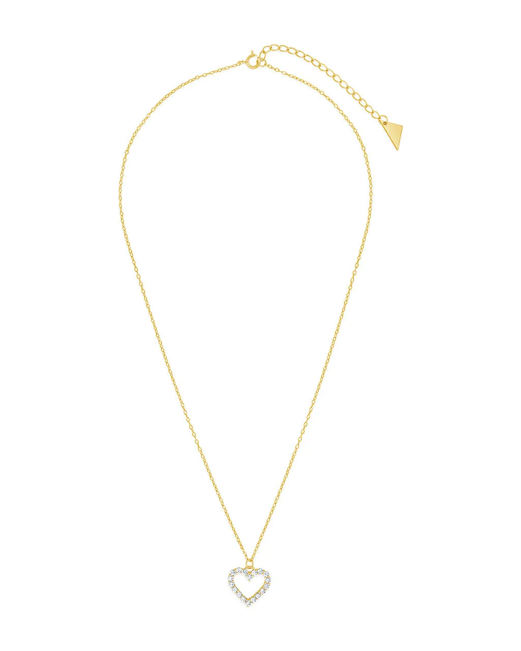 Sterling Silver Cubic Zirconia Outline Heart Pendant Necklace