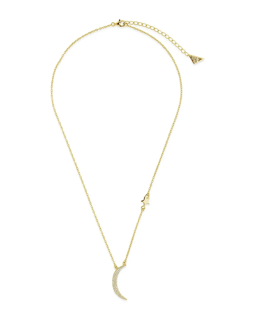 Sterling Silver CZ Moon with Star Charm Necklace