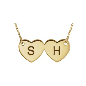 Sterling Silver Double Heart Engravable 17" Necklace