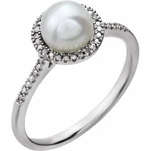 Sterling Silver Freshwater Cultured Pearl & .01 CTW Diamond Ring