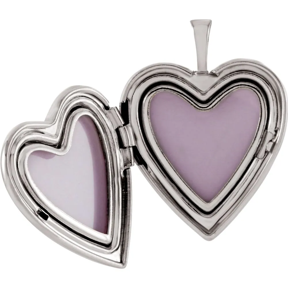 Sterling Silver Heart Locket with Cross & Dove