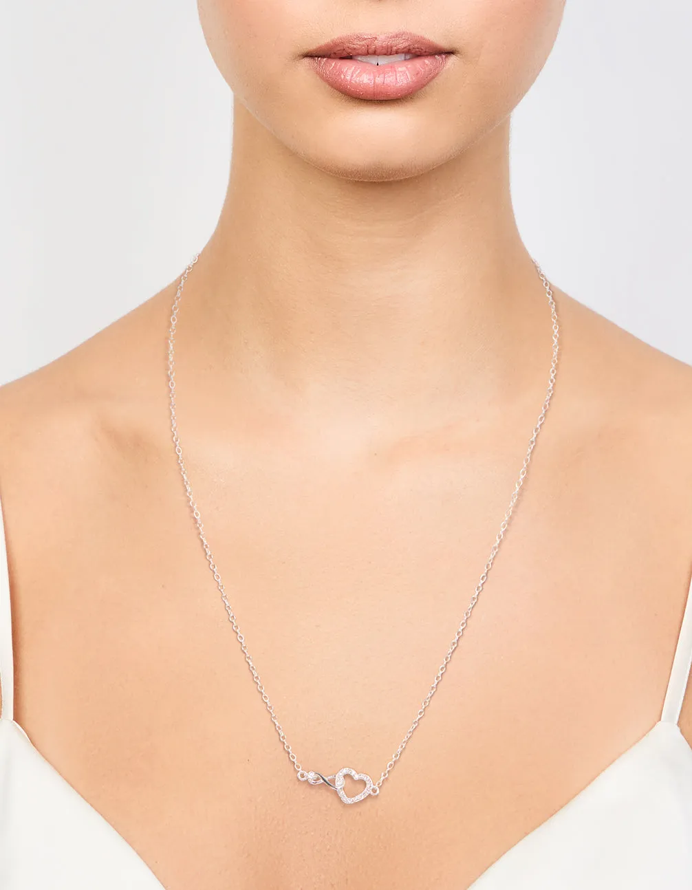 Sterling Silver Infinity & Heart Link Necklace