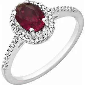 Sterling Silver Lab Created Ruby & .01 CTW Diamond Ring