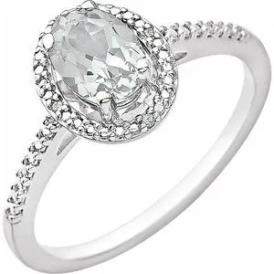 Sterling Silver Lab Created White Sapphire & .01 CTW Diamond Ring